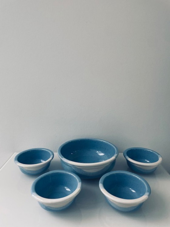 Image 1 of Kultakeramiikka Finland tray set blue/white (5-piece)