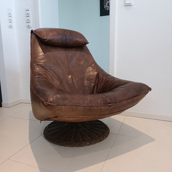 Montis Delantra Swivel Armchair – Leather, Rattan (photo 6 of 9)