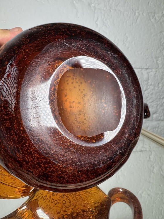 Image 1 of Taschenentleerer aus bernsteinfarbenem Blasenglas aus den 60er Jahren