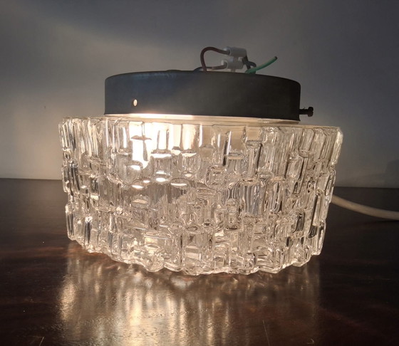 Image 1 of Vintage plafondlamp met labyrint patroon jaren 70