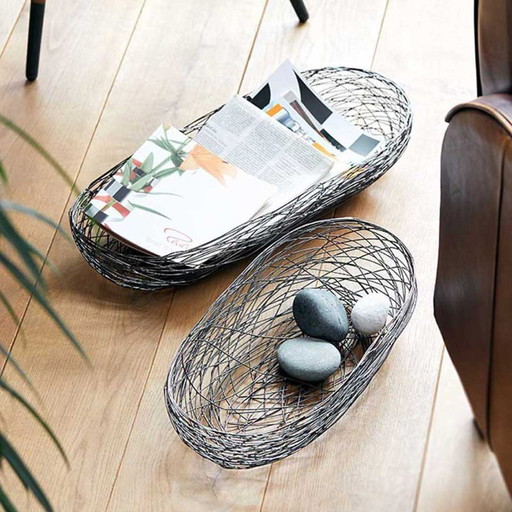 Draadmand Mand Schaal - 2-delig - RVS - 50 en 60 cm - Handgemaakt