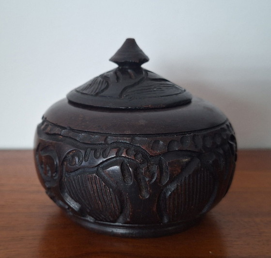 Caja de joyería / almacenamiento africana tallada a mano, Objetos decorativos, Madera, Marrón (foto 4 de 7)