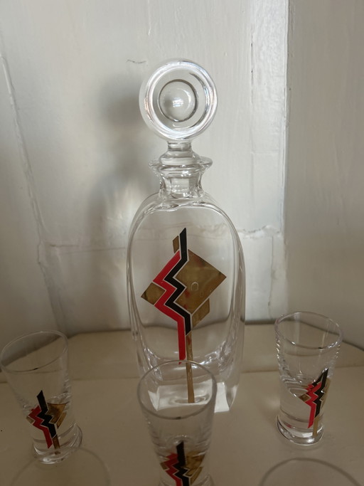 Coffret à liqueur Art Déco – glazen karaffen, Crystal (photo 2 of 5)