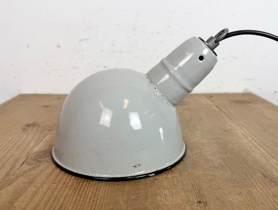 Image 1 of Industrial Grey Enamel Factory Pendant Lamp, 1960s
