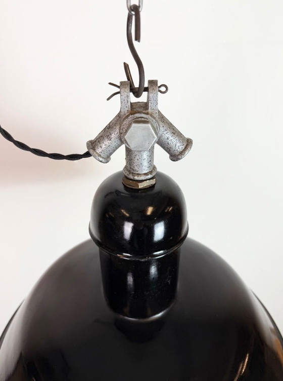 Image 1 of Black Enamel Industrial Pendant Lamp from AEG, 1930s