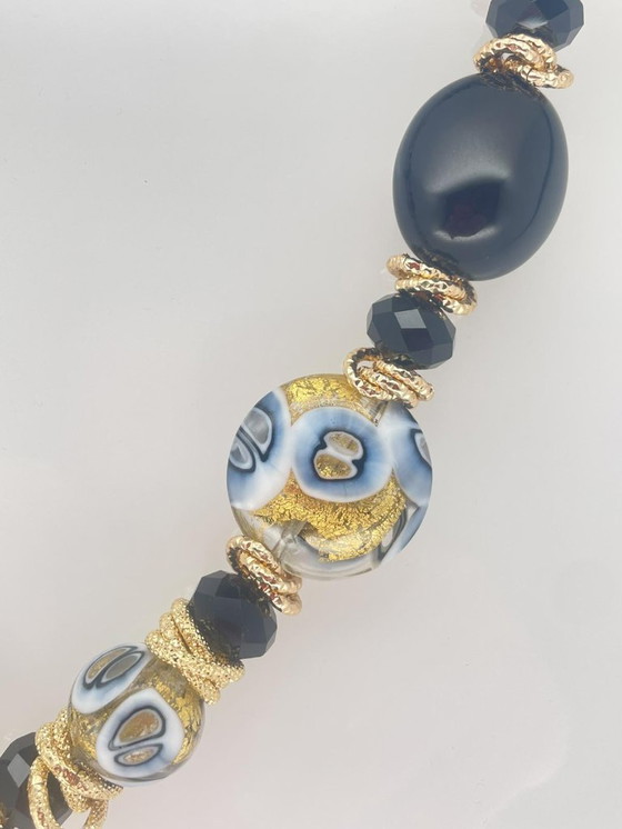 Image 1 of Collar de cristal de Murano hecho a mano con pan de oro de 24 kt.