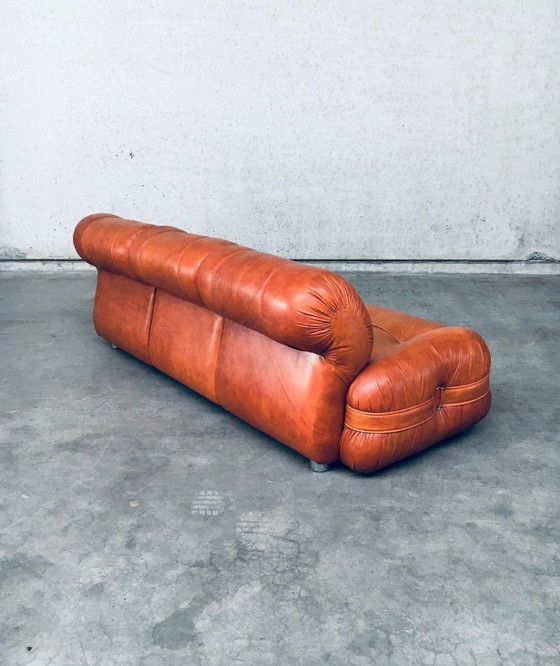 Image 1 of 1970's Midcentury Modern Italian Design by Adriano Piazzesi Leather 3 Seat Sofa