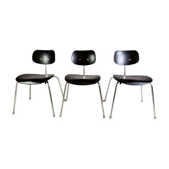 Image 1 of Set of 3 Egon Eiermann SE68 Midcentury chairs Wilde+Spieth black