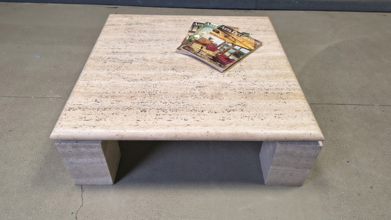 Image 1 of Table basse en travertin, années 1970, Italie