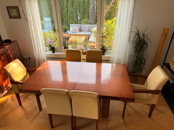 Hugues Chevalier Designer Art-Déco completo Set da pranzo – Pelle, Legno (photo 6 of 14)