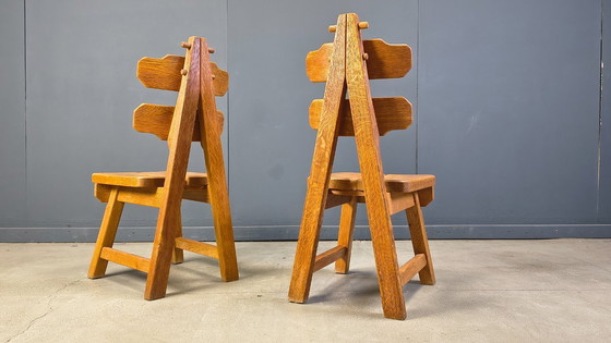 Image 1 of Vintage Spanish brutalist dining chairs, set of 6 - 1960s