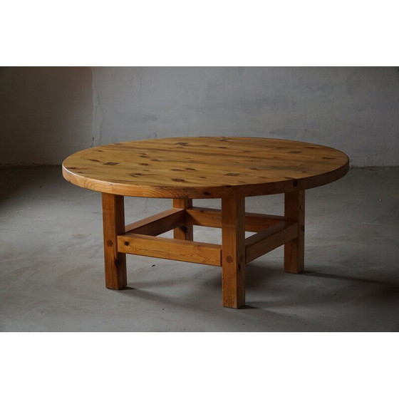 Image 1 of Vintage round dining table in solid pine by Sven Larsson, 1960s