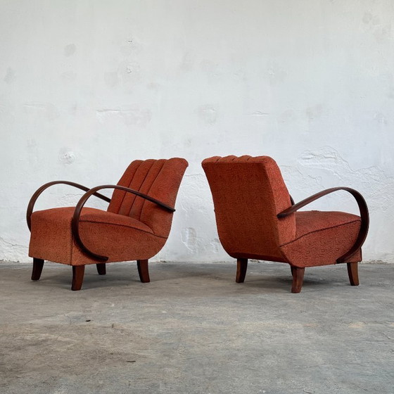 Image 1 of Pareja de sillones Halabala H-410, década de 1930 – Art Déco checoslovaco