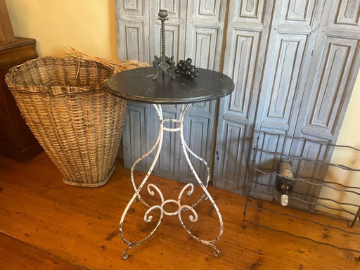Table d'appoint Art Nouveau 1890 Avec Faux Marbre Forgé à la Main