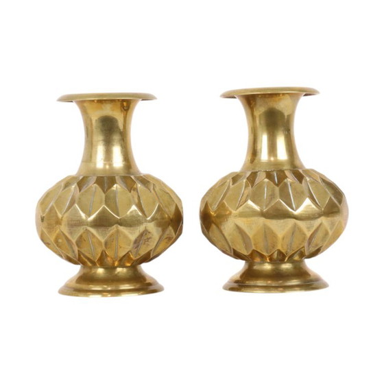 Paire de vases en laiton, motif géométrique, 15 cm – Brass (photo 11 of 13)