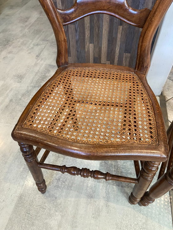 Image 1 of Coppia N2 di sedie antiche in canna e legno del 1900