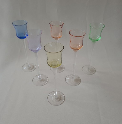 Bicchieri da liquore colorati vintage, 6 pezzi