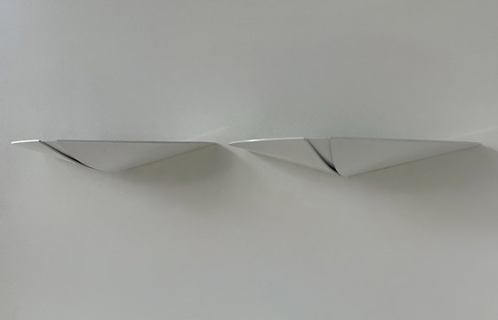 Image 1 of Coppia di applique vintage, metallo laccato bianco, Francia, 1980