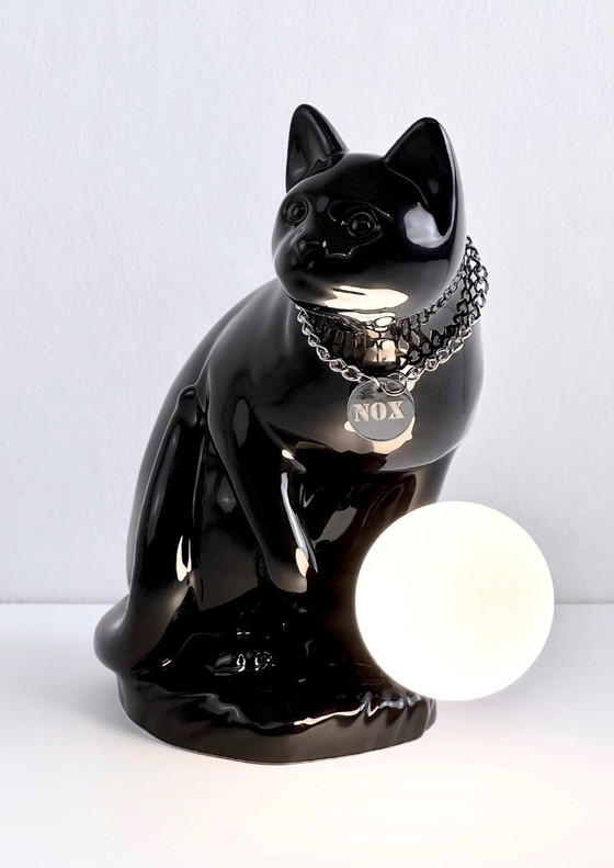 Image 1 of "NOX" table lamp by "neo" Handmade / Stoneware / Black Gloss / Limited Edition