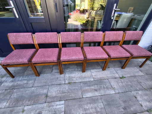 6 sedie Pastoe di Cees Braakman – eetkamerstoelen, Textile, Wood