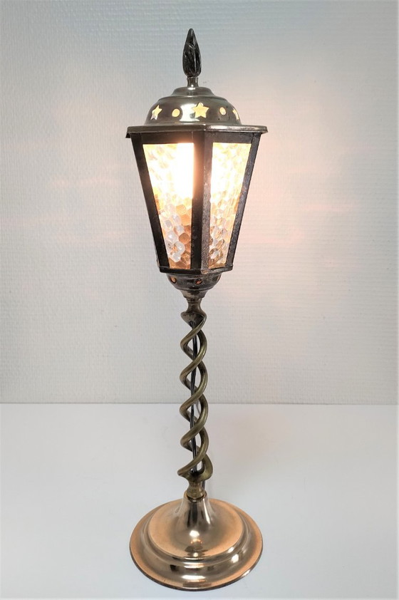 Image 1 of messing lantaarnlamp vintage glas