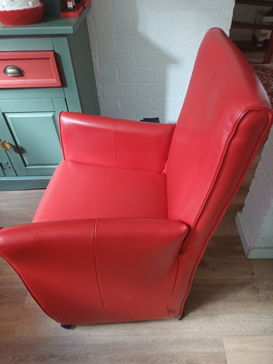 Image 1 of Jess 3 rode leren stoelen met wieltjes