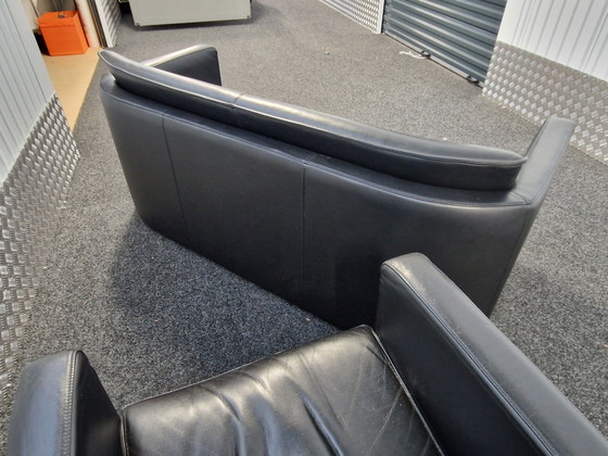 Image 1 of Leolux leren bank + stoel