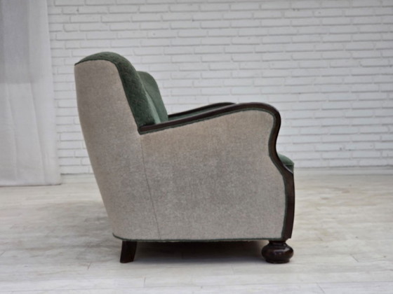 Dänisches 3-Sitzer-Sofa aus den 1960er Jahren, Möbelwolle, Eichenholz. – 3-5 Sitzer Sofas, Wood, Wool (photo 9 of 17)