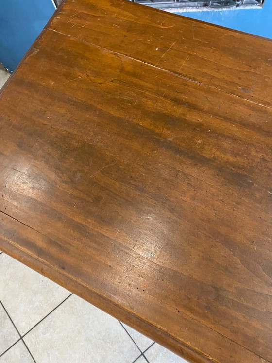 Schreibtisch mit einer großen Schublade aus massiver Eiche, um 1950, 78 x 58 cm – Wood (photo 9 of 19)