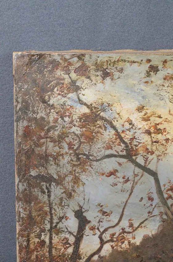 Antique French Woodland Landscape Oil Painting With Rocks and Stream – Paintings & Drawings, Canvas (photo 4 of 12)