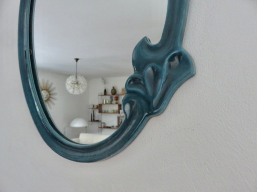 Art Nouveau mirror in enameled cast iron in the style of Hector Guimard