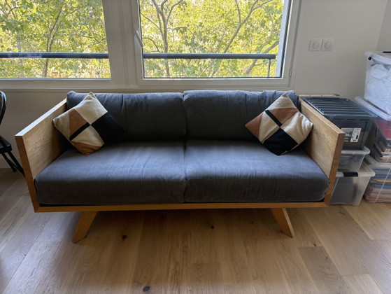 Pamono Wooden Structure Sofa Designer Philipp Roessler – nutsandwoods, Textile (photo 5 of 5)