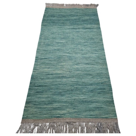 Handgeweven wollen kilim loper – Groen, 95 x 210 cm – Vloerkleden en tapijten, Wool (photo 4 of 5)