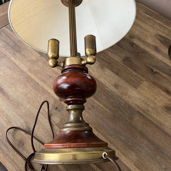 Set di 2 lampade vintage, Lampade da tavolo, Tessile, Legno, Beige (foto 4 di 15)