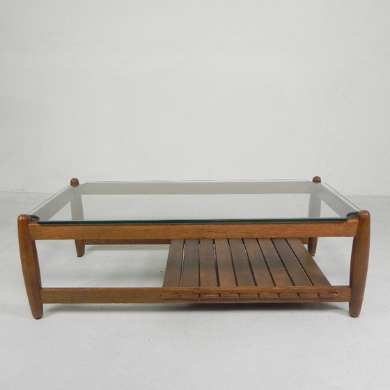 Image 1 of Scandinavische salontafel met glazen blad, jaren '60