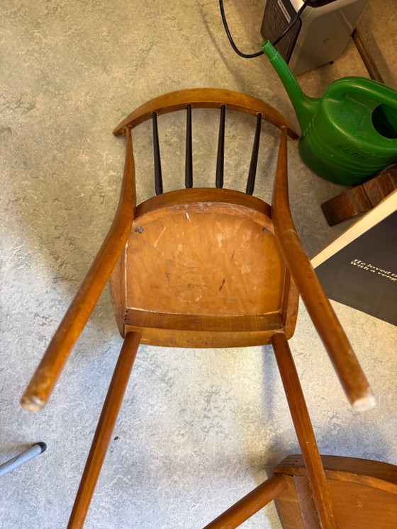 Set di 4 sedie da pranzo vintage Mid-Century con schienale a fuso – ca. 1962 – Legno (photo 10 of 15)