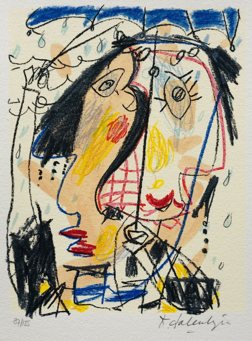 Kees Salentijn - Litografía de dos cabezas