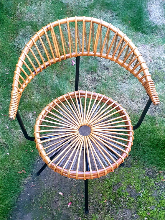 Image 1 of Sedia vintage in rattan Dirk van Sliedregt, anni '50/'60