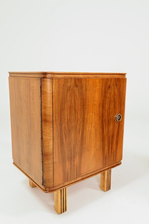 Vintage pair of nightstands mid century modern design walnut wood 1960