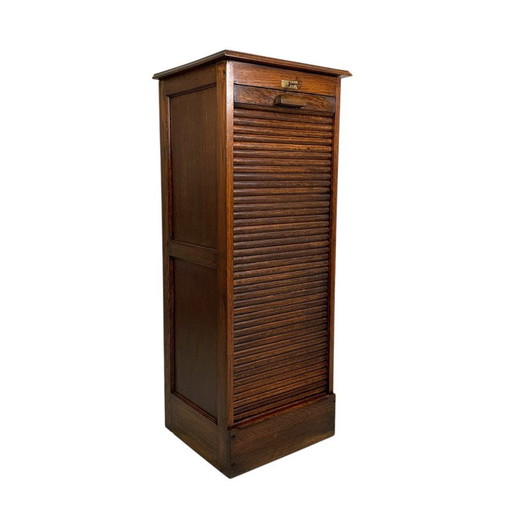 Eichen-Rolladenschrank mit 1 Rollladen, 123 cm hoch, 1930er Jahre