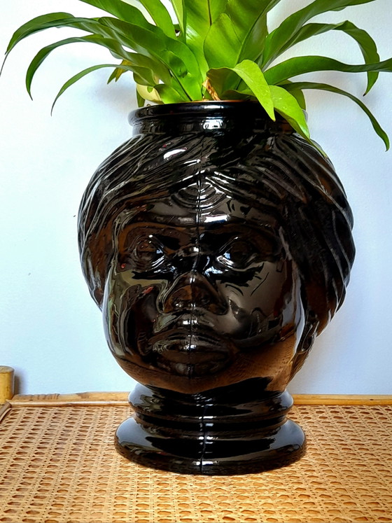Image 1 of Moor's head vase or cachepot in glass, 1970