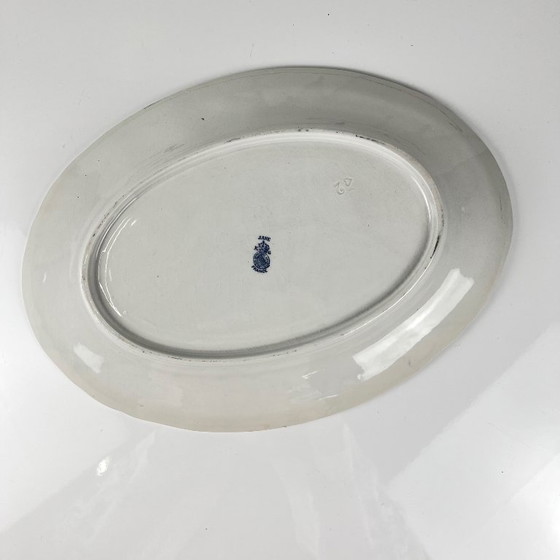 Image 1 of Plat ovale Terre de Fer KG Lunéville, modele "Jane", bleu, 1890-1915