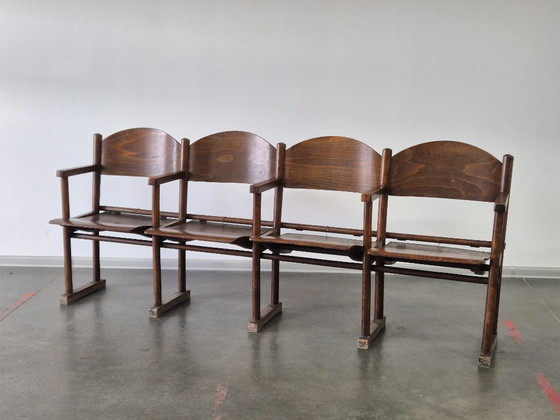 Image 1 of Banc de cinéma vintage en bois 1950