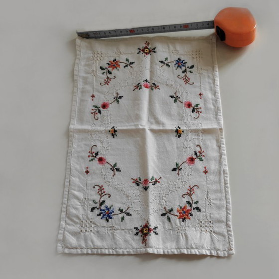 Image 1 of THREAD BREAKFAST TABLECLOTH - HAND EMBROIDERED