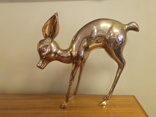 Vintage Messing-Bambi-Hirschstatue Frankreich