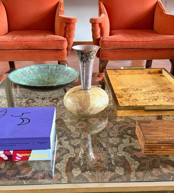 Image 1 of Mid-century cream parchment vase, Aldo Tura Italy 1950s