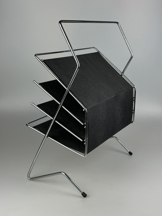 Image 1 of 60s 70s krantenhouder Krantenrek metaal plastic Space Age