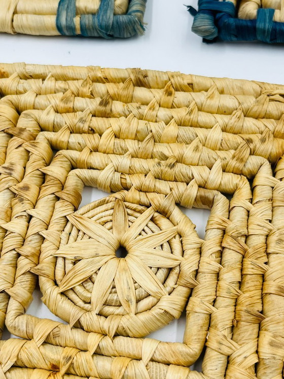 Image 1 of Set of 3 vintage braided fiber trivets