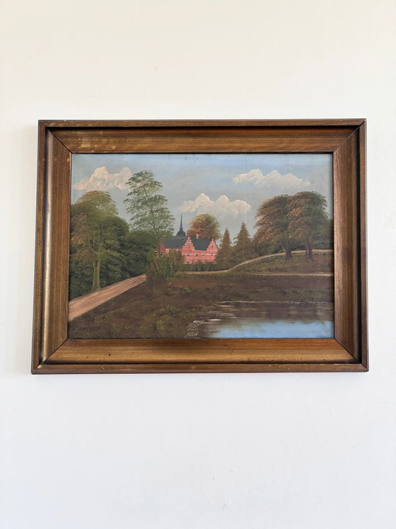 Image 1 of Peinture à l'huile originale d'époque, paysage signé, art champêtre, vers 1930