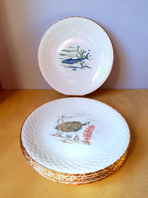Limoges porcelain fish plates